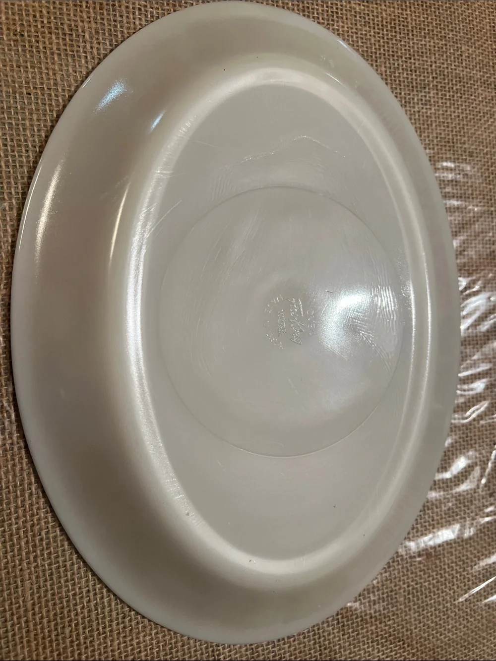 Fire King Oven Ware Oval Platter Swirl Design Edge Ivory Color 12
